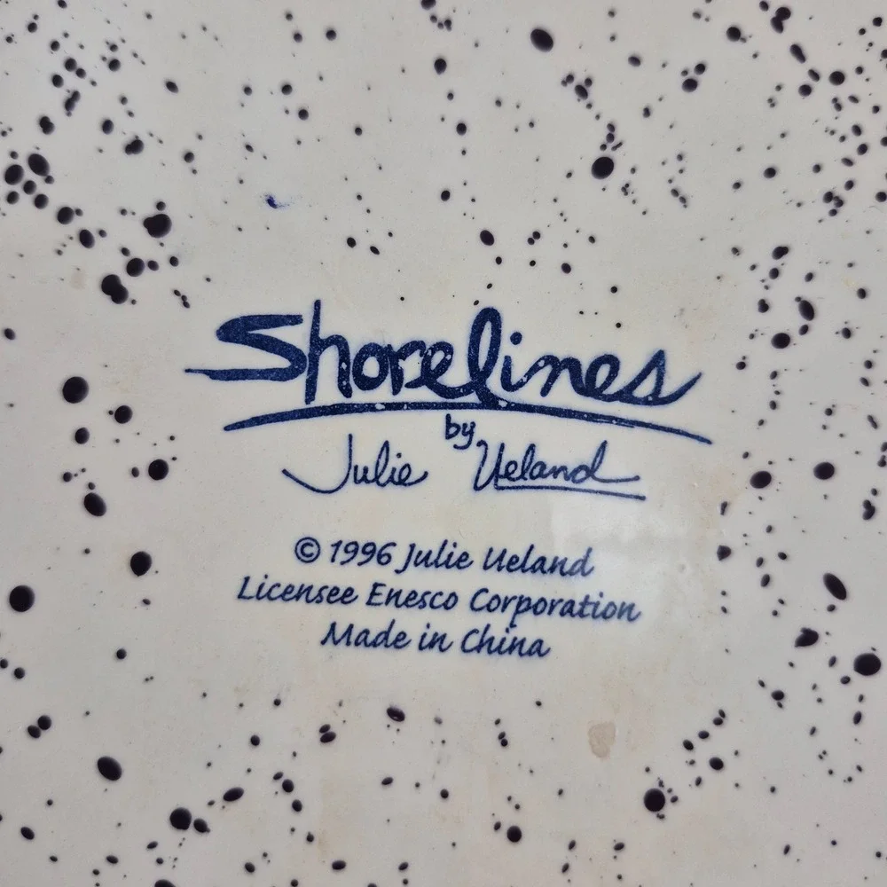 Vintage 1996 Shorelines by Julie Ueland Enesco Fish Ceramic Hanging Tile 8x8